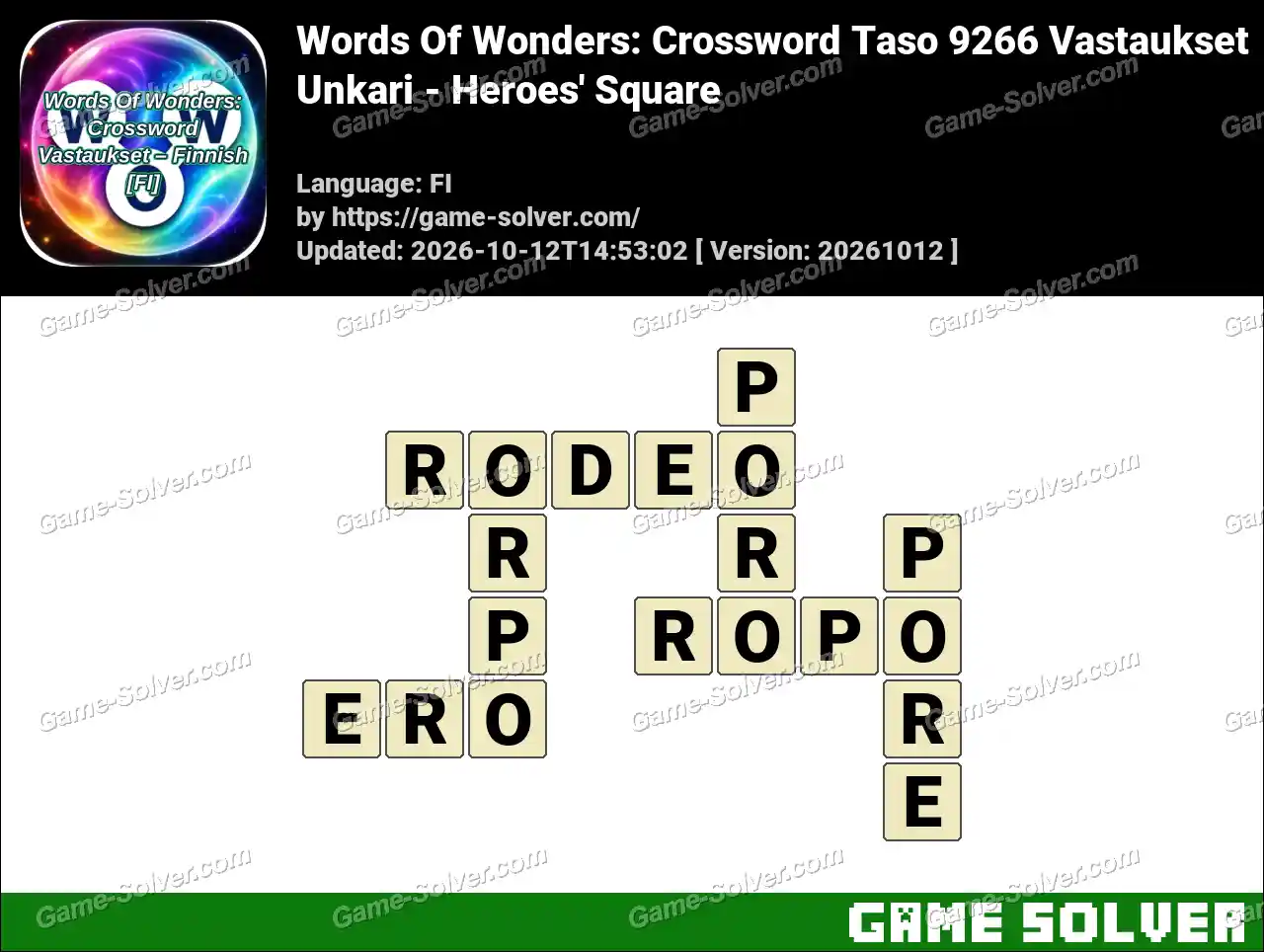 Words Of Wonders: Crossword Taso 9266 Vastaukset – Unkari – Heroes’ Square